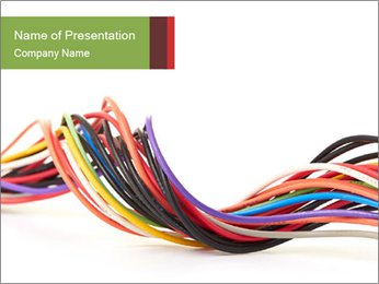 Isolated White Background Multicolored Computer Cable PowerPoint Template