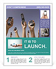 Multitude Of People Connecting With Diverse Cellphones In Hand Flyer Template