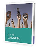Multitude Of People Connecting With Diverse Cellphones In Hand Presentation Folder
