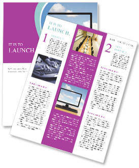 Cloud Computing Concept: Computer Monitor And Keyboard Against White Clouds On Blue Sky Background Newsletter Template