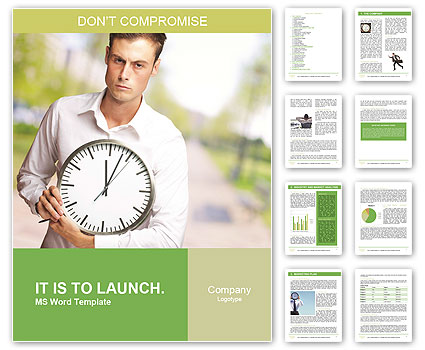 Man Displaying Clock Outdoors In A State Of Anger Word Template