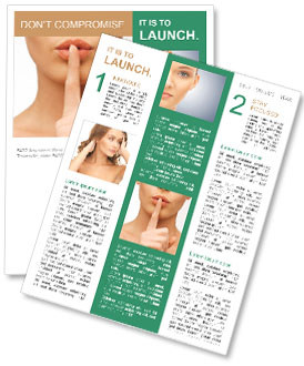 Silent Gesture: Stunning Close-Up Photo Of Woman Making Hush Sign Newsletter Template