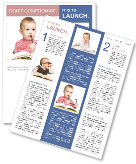 Isolated Little Child Playing With Book And Biting Glasses At Table - Cute And Adorable Image Newsletter Template