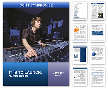 Recording Studio: Man Operating Sound Mixing Desk Word Template