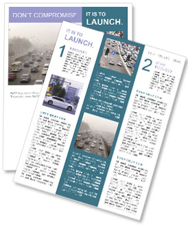 Severe Pollution And Traffic Jam In Beijing, China On January 12, 2013 With Hazardous Air Quality Index Levels Newsletter Template