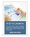 Analyzing Statistical Data: Office Worker Uses Touchpad In Close-Up Image Ad Template