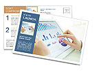 Analyzing Statistical Data: Office Worker Uses Touchpad In Close-Up Image Postcard Template