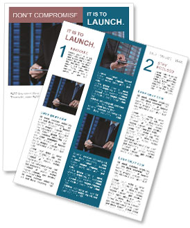 A man in a suit is holding a tablet Newsletter Template