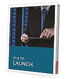 A man in a suit is holding a tablet Presentation Folder