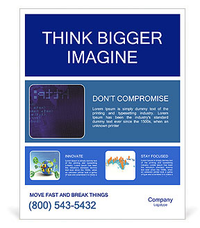 Blue Abstract Internet Background With Web Coding Elements For Computer Technology. Poster Template