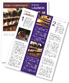 Small Glasses On Bar Filled With Alcoholic Drink By Bartender Newsletter Template