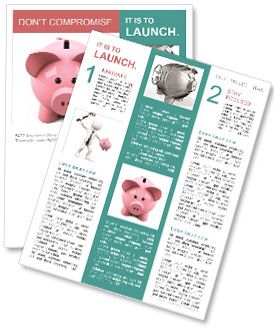 White Background With Piggy Bank- Ideal For Savings And Financial Concepts. Newsletter Template