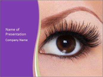 Stunning Brown Eyes Adorned With Long Eyelashes On A Beautiful Woman PowerPoint Template