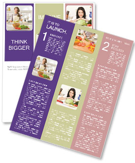 Fresh Salad Preparation By A Cheerful Young Homemaker. Newsletter Template