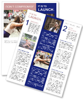 Relaxation By A Fountain: A Stunning Girl Enjoys Her Serene Moment Newsletter Template