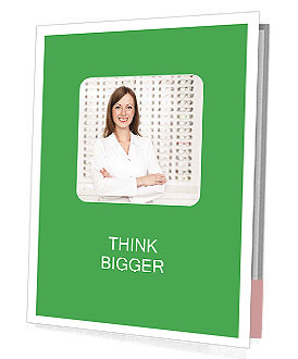 Optical Shop: Female Optometrist And Optician With A Plethora Of Glasses In The Background Presentation Folder