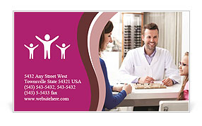 Optical Shop Visit: Mother And Daughter Shopping For New Glasses Business Card Template