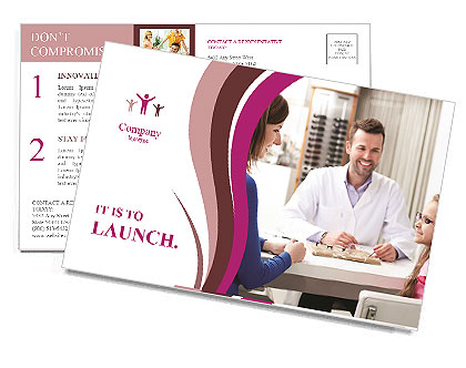 Optical Shop Visit: Mother And Daughter Shopping For New Glasses Postcard Template