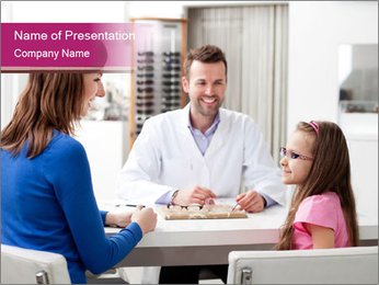 Optical Shop Visit: Mother And Daughter Shopping For New Glasses PowerPoint Template