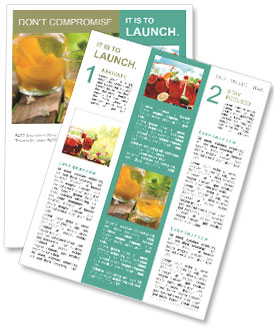 Selective Focus Of Glasses Filled With Fruity And Refreshing Lemonade Or White Sangria Newsletter Template