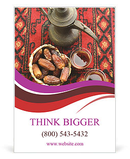 Arabic Coffee Pot And Dates: A Traditional Middle Eastern Delight Ad Template