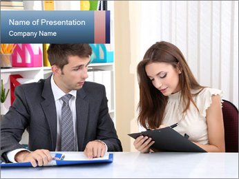 Collaborative Work In A Professional Setting: Colleagues In An Office Environment. PowerPoint Template