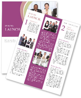 Front View Of Smiling Business Group In Camera Shot Newsletter Template