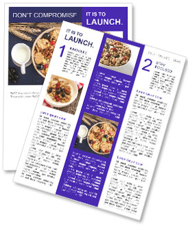 Red And Black Currant Granola (Muesli) With Milk Served In A Jug Newsletter Template