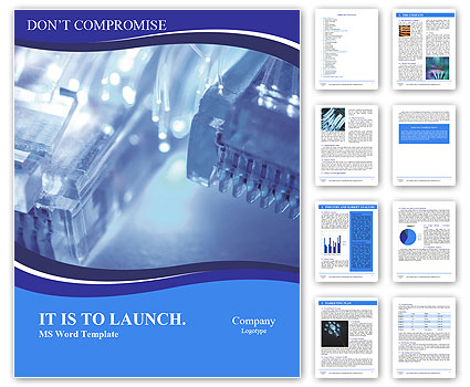 Closeup Of Fiber Optic Network Cables With Shallow Depth Of Field And Selective Focus Word Template