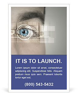 Male Eye Recognition Scan Up Close For Identification Purposes Ad Template