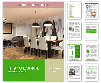 Modern Dining Room In Urban Apartment With Table And Chairs Word Template