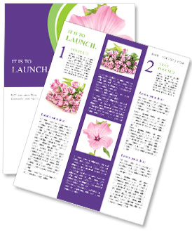 Isolated White Background Image Of Pink Lavatera Newsletter Template