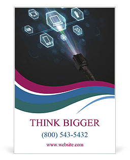 Electric Cable Produces Luminous Multimedia Icons Ad Template