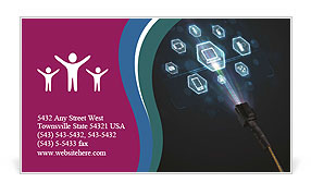 Electric Cable Produces Luminous Multimedia Icons Business Card Template