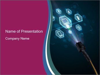 Electric Cable Produces Luminous Multimedia Icons PowerPoint Template
