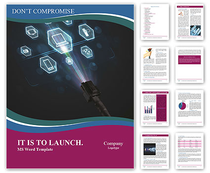 Electric Cable Produces Luminous Multimedia Icons Word Template