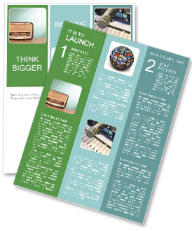 Vintage Tabletop Radio With Green Eye Light On Gradient Background Newsletter Template