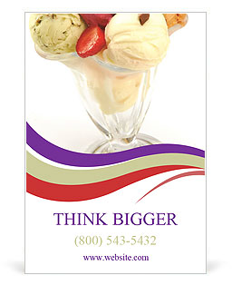 Ice Cream With Strawberry Ad Template
