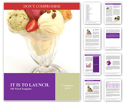 Ice Cream With Strawberry Word Template