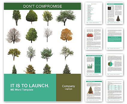 Isolated Trees On White Background Word Template