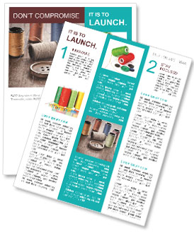 Bobbin Thread, Needle, And Button On Table Newsletter Template