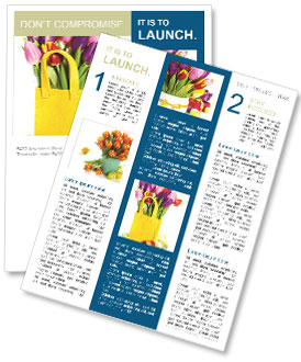 Colorful Easter Eggs And Spring Tulips On A White Background Newsletter Template