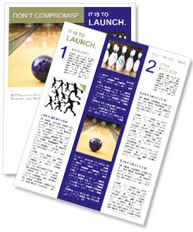 Bowling Ball Rolling Down Alley Towards The Pins Newsletter Template