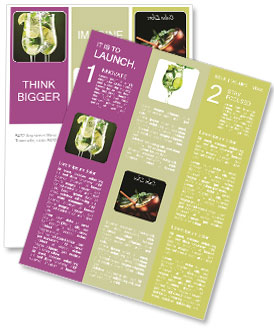 Cocktail Glasses With Lime And Mint On A Green Background Newsletter Template