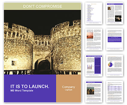 Night Shot Of Kalemegdan Fortress And Bridge Word Template