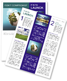 Alternative Energy: Model Of Earth With Modern Wind Turbines On A Green Planet Newsletter Template