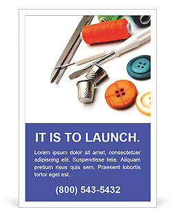 Embroidery Tools On White Background Ad Template