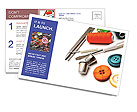 Embroidery Tools On White Background Postcard Template