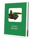 A green robotic hand pointing at something on a white background Presentation Folder