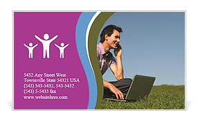 Outdoor Laptop Usage By A Man: Enjoying Technology In Nature Business Card Template